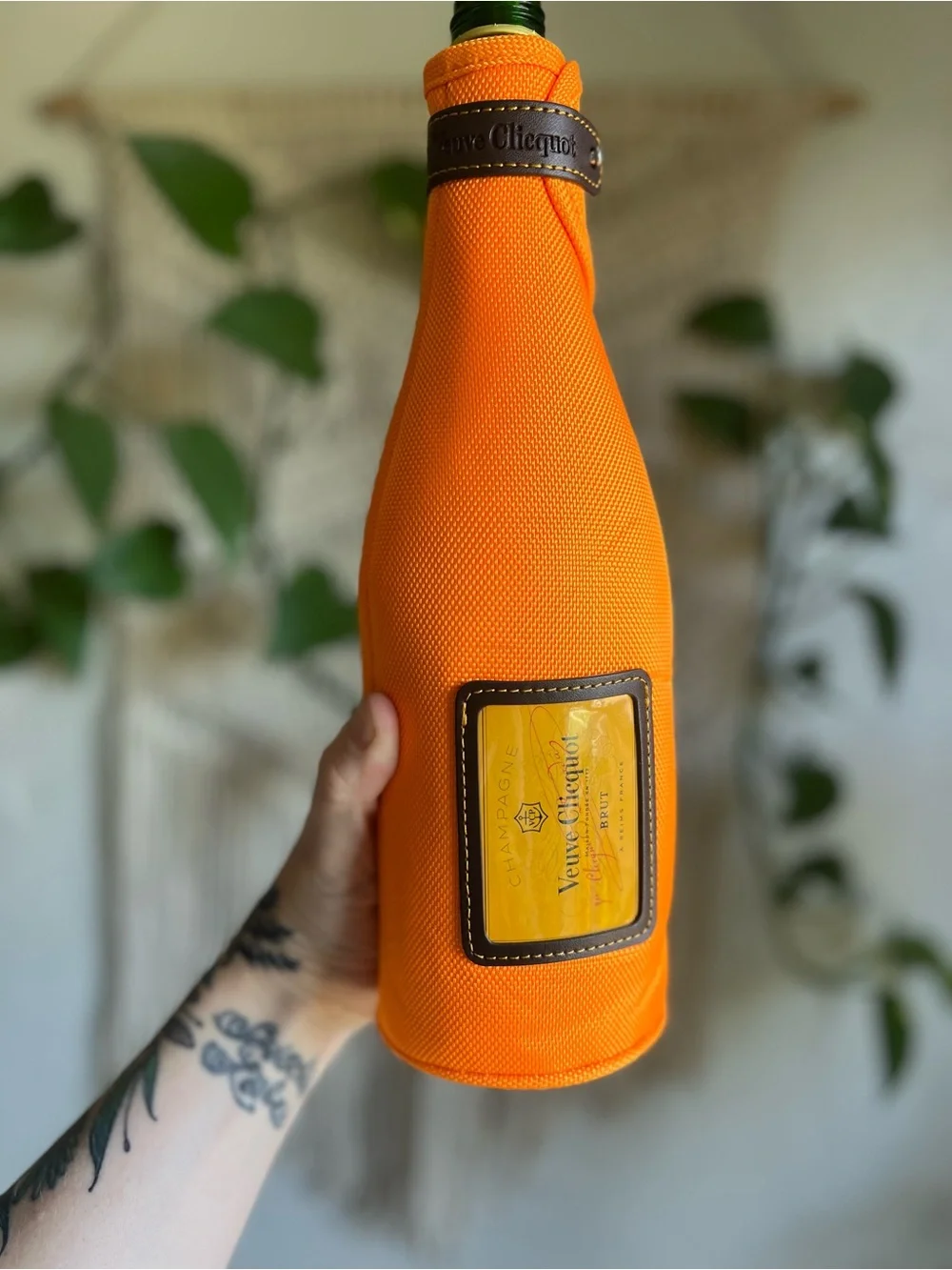 Veuve Clicquot Champagne Bottle Carrier Cooler Sleeve Orange Insulated Wine Tote